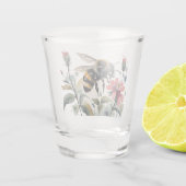 Bestäubung rosa Wildblumen Schnapsglas (Rückseite)