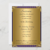 Beste 50. Gold Blue Geburtstagsparty Einladung (Rückseite)