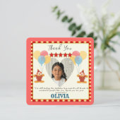 BESTE 5. Geburtstagsparty Circus THEMA Dankeskarte (Stehend Vorderseite)