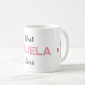Beste Abuela je rosa Herzen Niedlich Personalisier Kaffeetasse (VorderseiteRechts)
