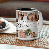 Beste Abuelo Ever Elegantes Script 8 Foto Collage Zweifarbige Tasse