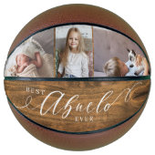Beste Abuelo je Script Woodgrain FotoCollage Basketball (Vorderseite)
