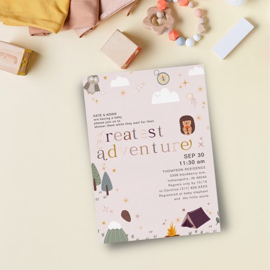 Beste Adventure Girl Pink Baby Dusche Rose Gold Folieneinladung