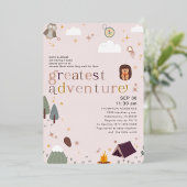 Beste Adventure Girl Pink Baby Dusche Rose Gold Folieneinladung (Stehend vorne)