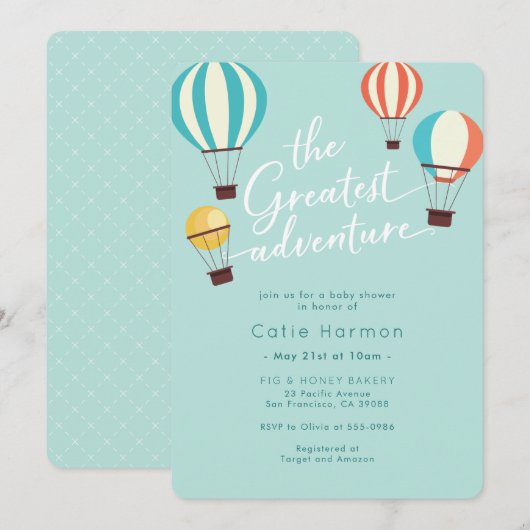 Beste Adventure Hot Air Ballon Babydusche Einladung (Vorne/Hinten)