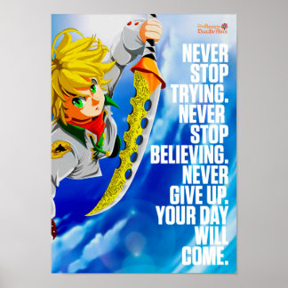 Beste Anime-Zitate über Niemals aufgeben Poster