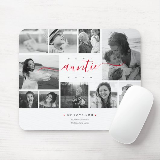 Beste AUNTEver Script Mutter's Day 10 Foto Collage Mousepad (Mit Mouse)