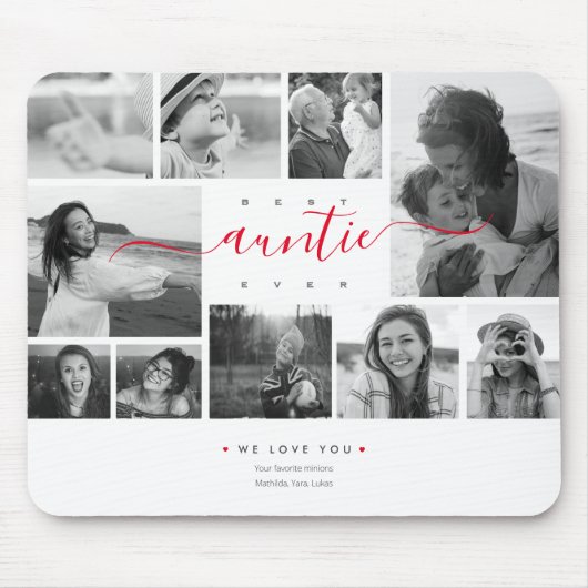 Beste AUNTEver Script Mutter's Day 10 Foto Collage Mousepad (Vorne)