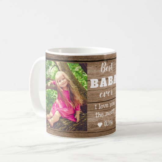 Beste Baba je Opa 2 FotoCollage Rustikales Holz Kaffeetasse (Vorderseite Links)