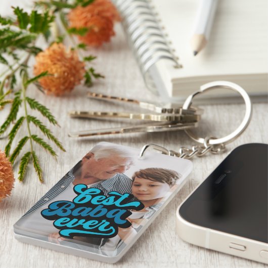 Beste Baba je | Opa-Foto Schlüsselanhänger (Vorderseite rechts)