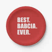 Beste Babcia je polnische Großmutter Pappteller (Vorderseite)