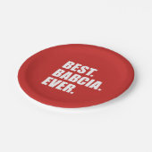 Beste Babcia je polnische Großmutter Pappteller (Schrägansicht)