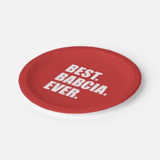 Beste Babcia je polnische Großmutter Pappteller (Schrägansicht)