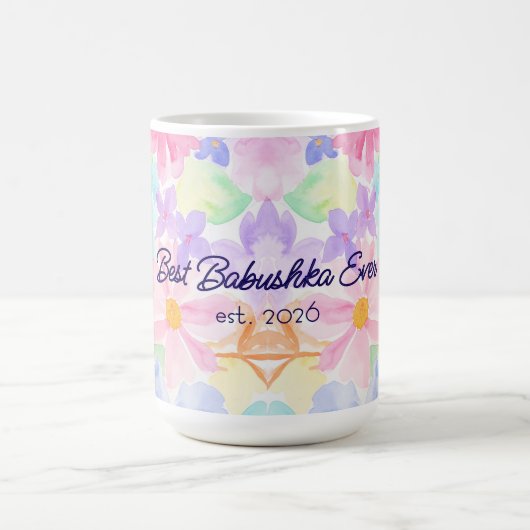 Beste Babuschka Muttertag Wasserfarben Blumen  Kaffeetasse (Mittel)