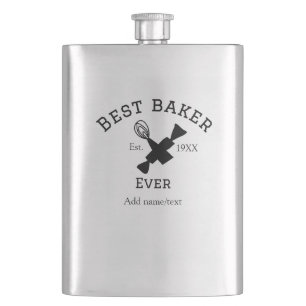 Beste Bäckerei je Namen Text Backen Backen Jahr Ko Flachmann