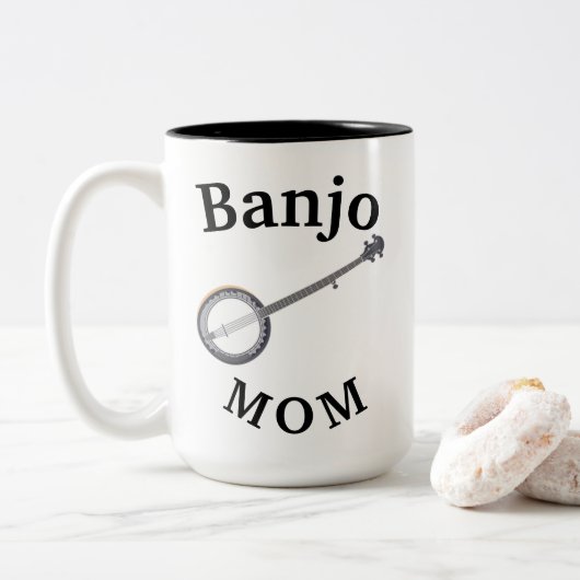 Beste "Banjo MAMA" jemals! Muttertag Zweifarbige Tasse (Mit Donut)