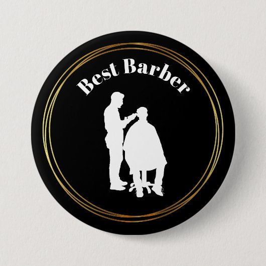 Beste Barberschaltfläche mit Barber-Silhouette Button (Vorderseite)