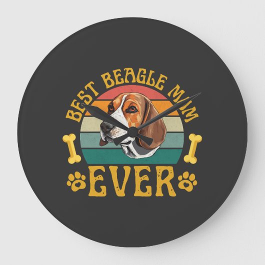 Beste Beagle-Mutter überhaupt, lustiger Beagle-Hun Große Wanduhr (Vorderseite)
