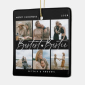 'Beste Bestie' Freunde Keepake Foto Collage halten Keramikornament (Links)