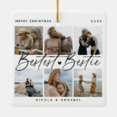 'Beste Bestie' Freunde Keepake Foto Collage halten Keramikornament (Rückseite)