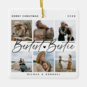 'Beste Bestie' Freunde Keepake Foto Collage halten Keramikornament (Vorderseite)