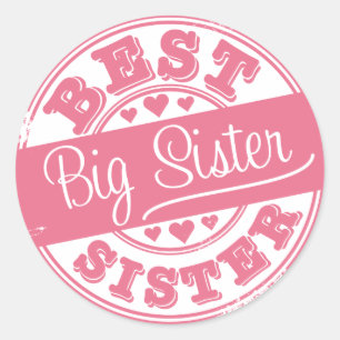 Beste Big Sister-Gummi-Briefmarke-Effekt- Runder Aufkleber