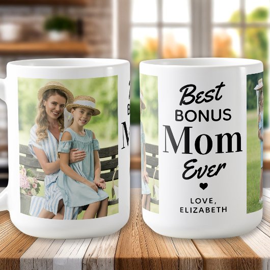 Beste BONUS-MAMA je Custom-2-Foto-Step-Mama Kaffeetasse