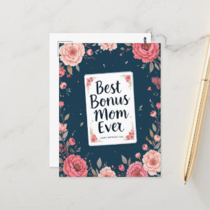Beste Bonus-Mama je floraler Tag der Modernen Mütt Postkarte