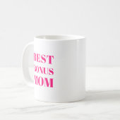 Beste Bonus Mama Muttertag heiß rosa fuchsienweiß Kaffeetasse (Vorderseite Links)