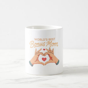Beste Bonus-Mama-Stiefmutter der Welt   Herz Hände Kaffeetasse