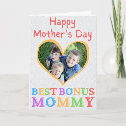 Beste Bonus Mommy Mother's Day Foto Card Dankeskarte (Vorderseite)