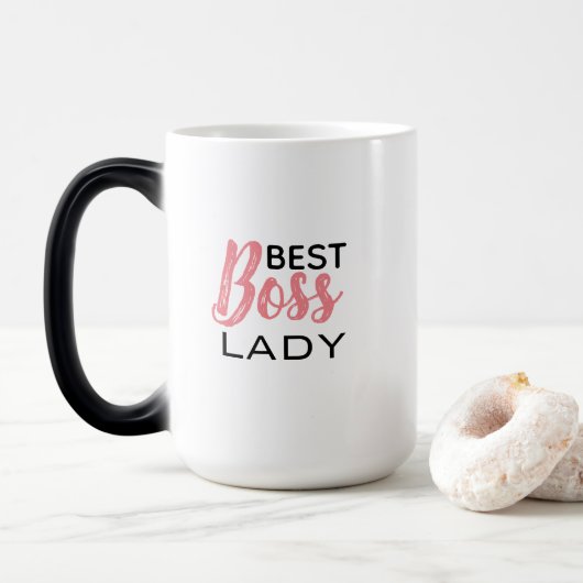 Beste Boss Lady Typografy Color Changing Verwandlungstasse (Mit Donut)