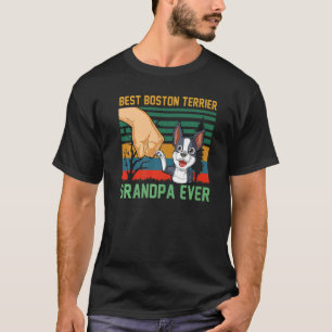 Beste Boston Terrier Opa je Retro Vintag Stone T-Shirt