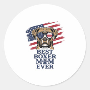 Beste Boxer-Mutter Aller Zeiten Patriotisches Hund Runder Aufkleber