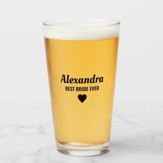 Beste Braut Glas (Vorne (Gefüllt))