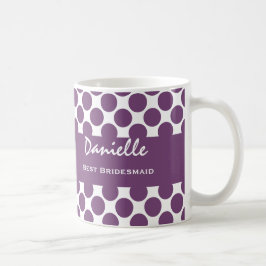 Beste BRAUTJUNGFER mit LILA WEISSEN Polka-Punkten Kaffeetasse