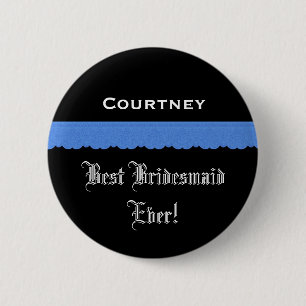 Beste Brautjungfern-schwarzes und blaues Band Button