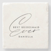 Beste Bridesmaid je Minimalistisch Personalisiert Steinuntersetzer (Vorderseite)