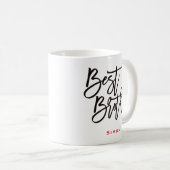 Beste Brother Black Script Typografy Red Name Gift Kaffeetasse (VorderseiteRechts)