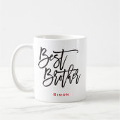 Beste Brother Black Script Typografy Red Name Gift Kaffeetasse (Links)