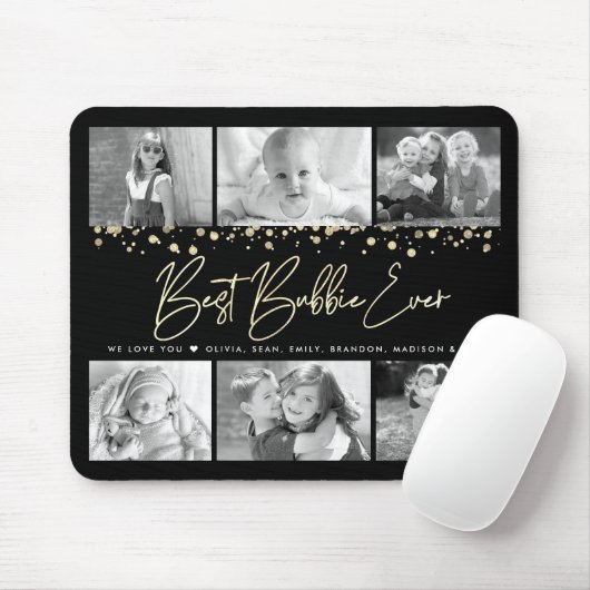 Beste Bubbie je Gold Glitzer 6 Collage Chic Mousepad (Mit Mouse)