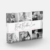 Beste Bubbie je Moderne Grau-Script-benutzerdefini Fotoblock (Links)