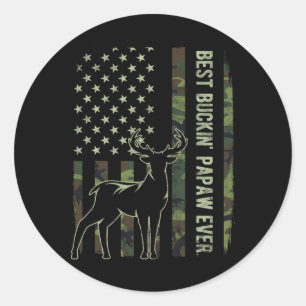 Beste Buckin' Papaw Camouflage Amerikanische Fahne Runder Aufkleber