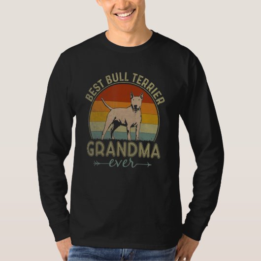 Beste Bull Terrier Dog Oma je Retro Mutter T-Shirt (Vorderseite)