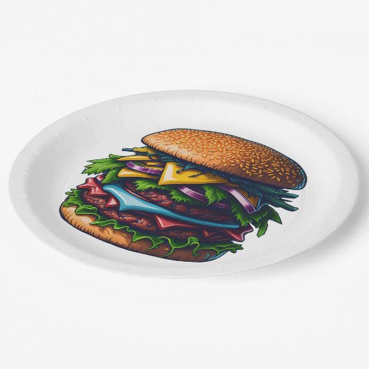 Beste Burger hier Pappteller (Schrägansicht)