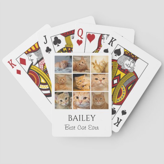 Beste Cat Foto Collage Personalisiert Spielkarten (Rückseite)