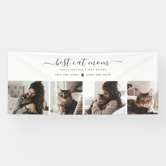 Beste Cat-Mama: Custom Mother's Day Cat Foto Banner (Horizontal)