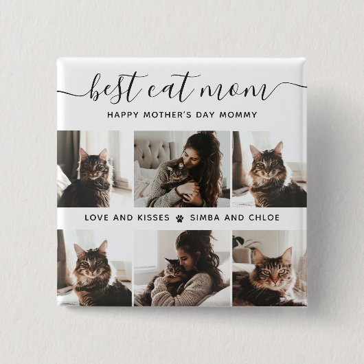 Beste Cat-Mama: Custom Mother's Day Cat Foto Button (Vorderseite)