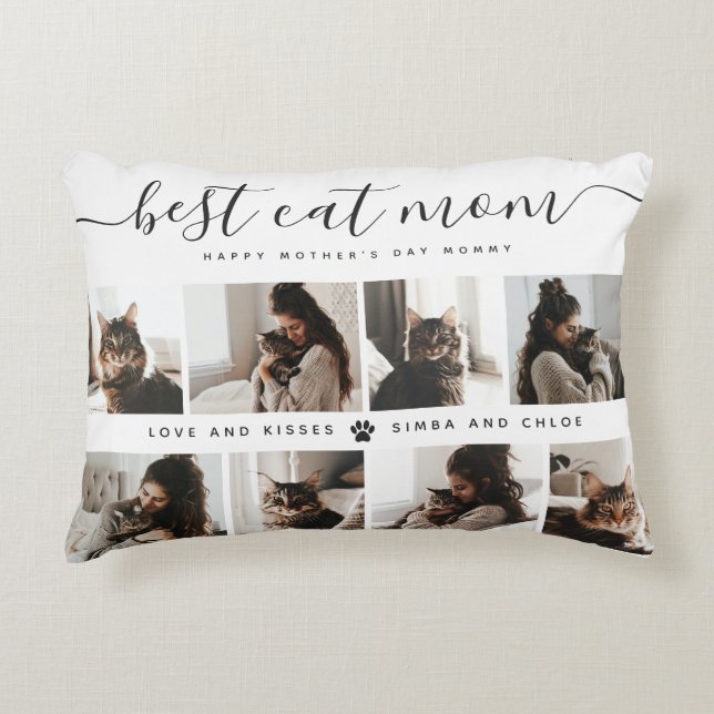 Beste Cat-Mama: Custom Mother's Day Cat Foto Dekokissen (Vorderseite)