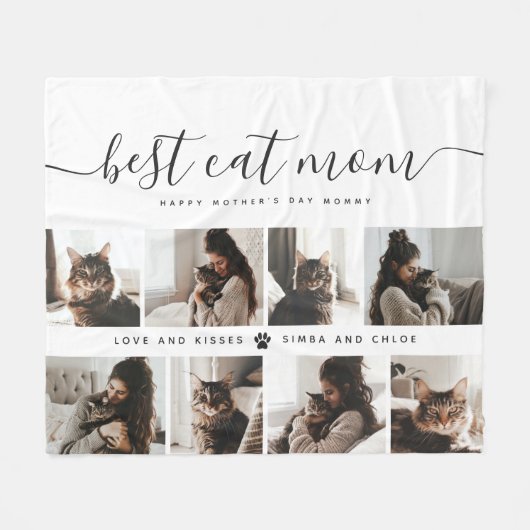 Beste Cat-Mama: Custom Mother's Day Cat Foto Fleecedecke (Vorderseite (Horizontal))